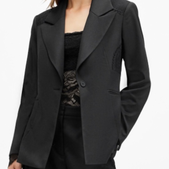 AllSaints - Lacey Tailored Lace Trim Blazer - Picture 1 of 8